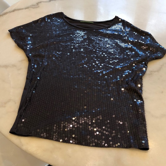 NWOT Velvet charcoal sequin front rayon tee. M - Picture 5 of 7